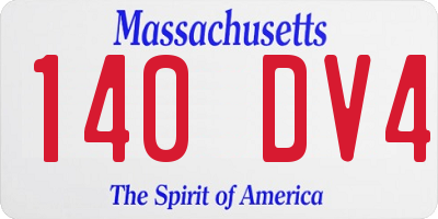 MA license plate 140DV4