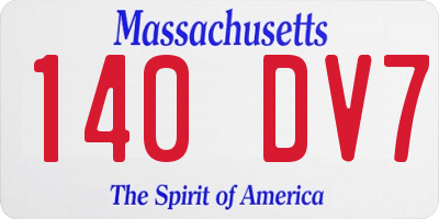 MA license plate 140DV7