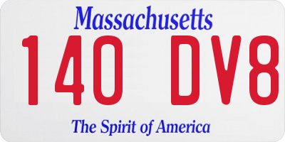 MA license plate 140DV8