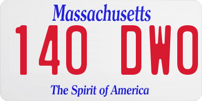 MA license plate 140DW0