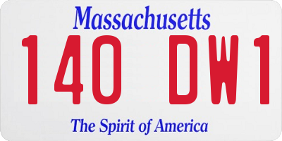 MA license plate 140DW1