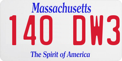 MA license plate 140DW3