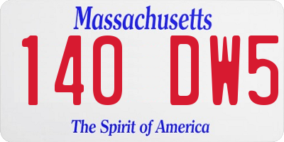 MA license plate 140DW5