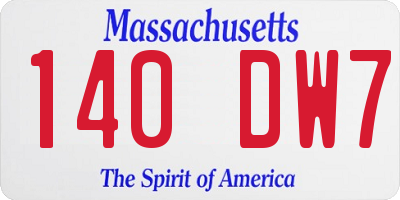 MA license plate 140DW7