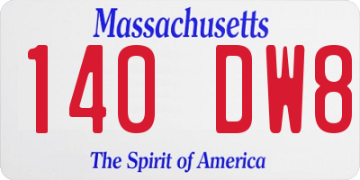 MA license plate 140DW8