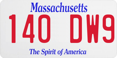 MA license plate 140DW9