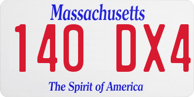 MA license plate 140DX4