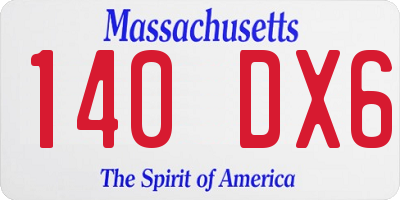 MA license plate 140DX6