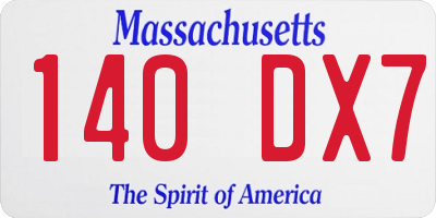 MA license plate 140DX7