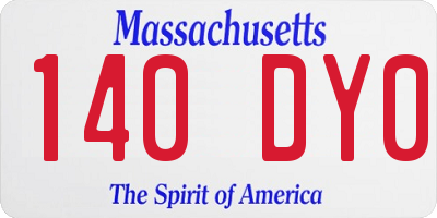 MA license plate 140DY0