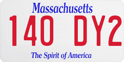MA license plate 140DY2