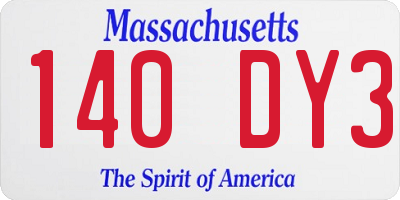 MA license plate 140DY3