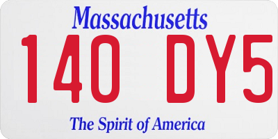 MA license plate 140DY5