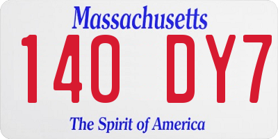 MA license plate 140DY7