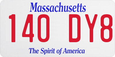 MA license plate 140DY8