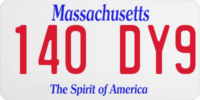 MA license plate 140DY9