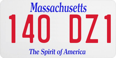 MA license plate 140DZ1