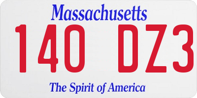 MA license plate 140DZ3