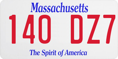 MA license plate 140DZ7