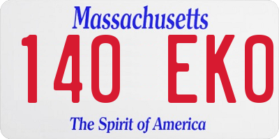 MA license plate 140EK0