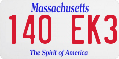 MA license plate 140EK3