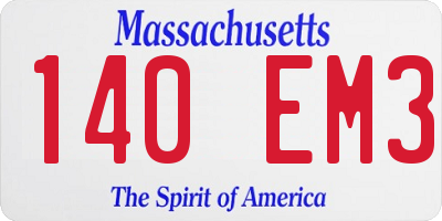 MA license plate 140EM3