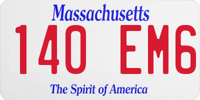 MA license plate 140EM6