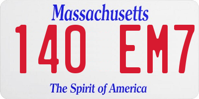 MA license plate 140EM7