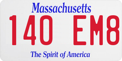 MA license plate 140EM8