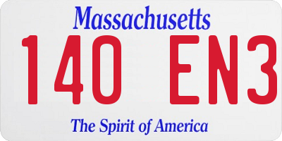 MA license plate 140EN3
