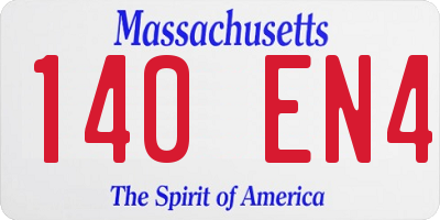 MA license plate 140EN4