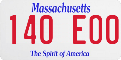 MA license plate 140EO0