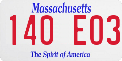 MA license plate 140EO3