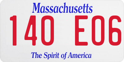MA license plate 140EO6