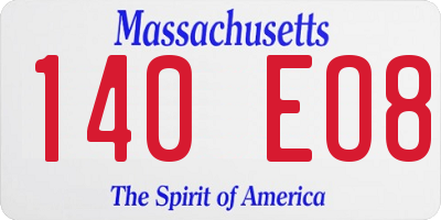 MA license plate 140EO8