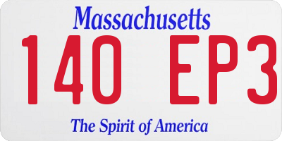 MA license plate 140EP3