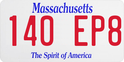 MA license plate 140EP8