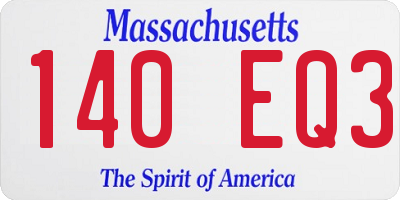 MA license plate 140EQ3
