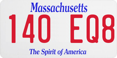 MA license plate 140EQ8