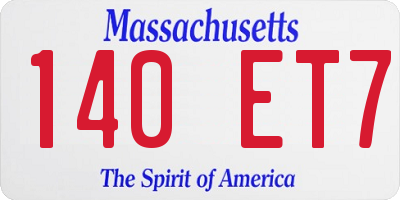 MA license plate 140ET7