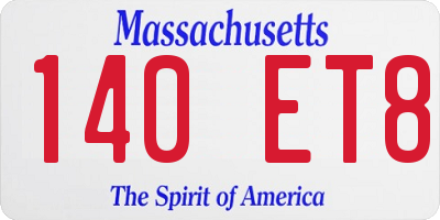 MA license plate 140ET8