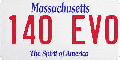 MA license plate 140EV0
