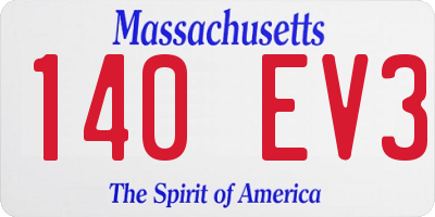 MA license plate 140EV3