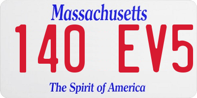 MA license plate 140EV5