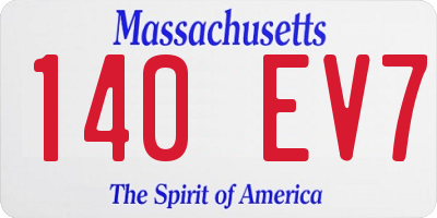 MA license plate 140EV7