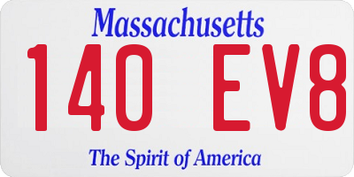 MA license plate 140EV8