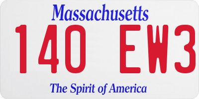 MA license plate 140EW3