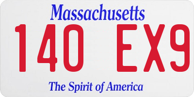 MA license plate 140EX9
