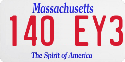 MA license plate 140EY3