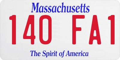 MA license plate 140FA1